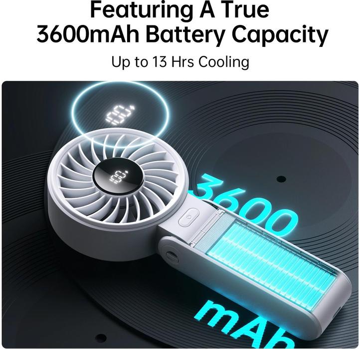 Actual product image Jisulife Mini wentylator Handheld Fan Life7 3600mAh przenośny wiatraczek USB - szary