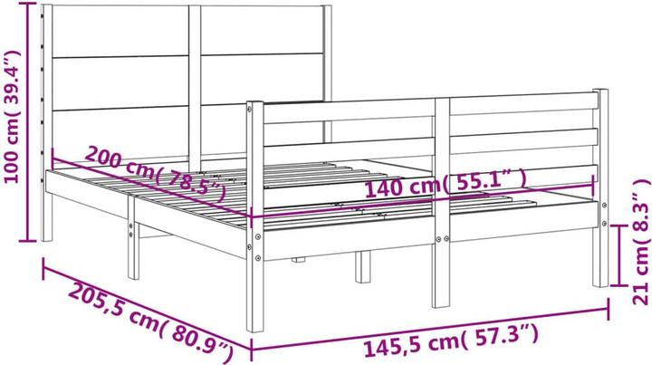 Produktbild vidaXL Bettrahmen (140 x 200 cm)