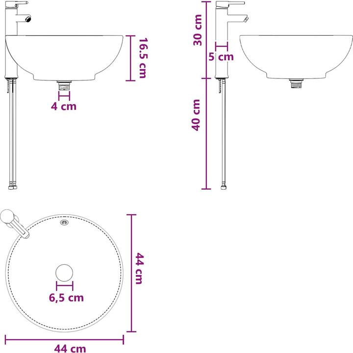 Actual product image vidaXL Badezimmerwaschbecken (440 mm, 440 mm)