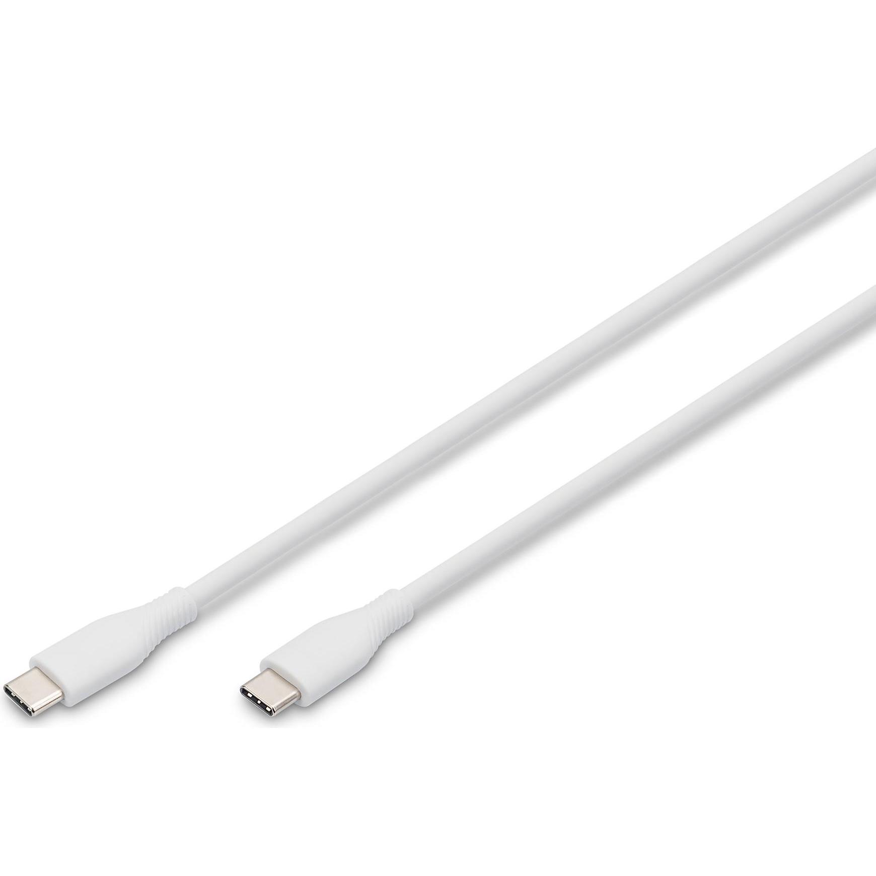 Digitus USB-C Silikon Anschlusskabel, 1m, weiss (1 m, USB 2.0), USB Kabel