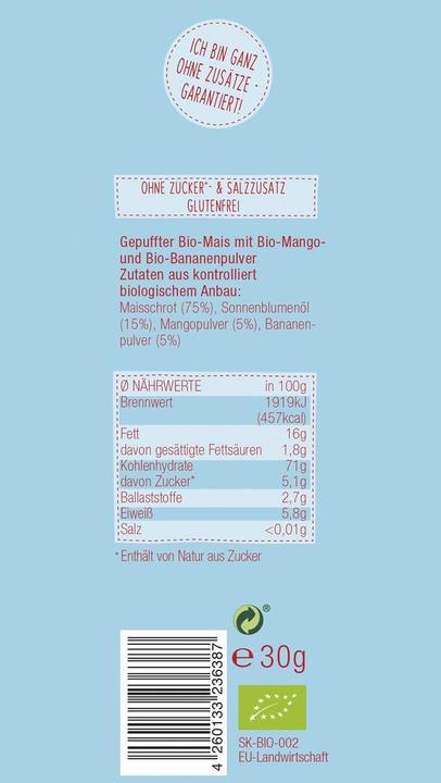 Valori nutrizionali e ingredienti Fruchtbar Tartarughe croccanti biologiche (30 g)