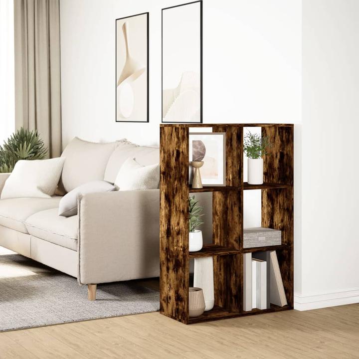 Produktbild VidaXL Raumteiler Bücherregal Standregal Büroregal Würfelregal Räuchereiche (69.5 x 29 x 103.5 cm)