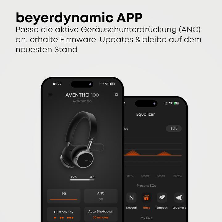 Produktbild Beyerdynamic True Wireless Ohrhörer Bluetooth On-Ear-Kopfhörer "AVENTHO 100", Braun (ANC, 60 h, Kabellos)