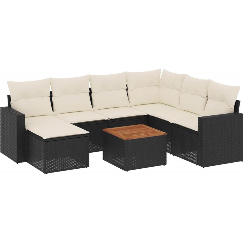VidaXL, Gartenlounge, Gartenmöbel Sofa Garnitur Lounge Sitzgruppe 8-tlg. Schwarz Poly Rattan