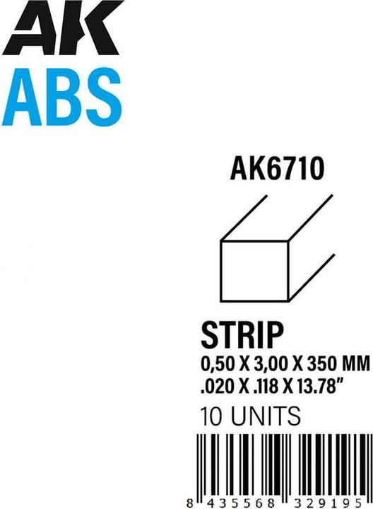 Actual product image AK Interactive Strips 0.50 x 3.00 x 350mm - ABS STRIP