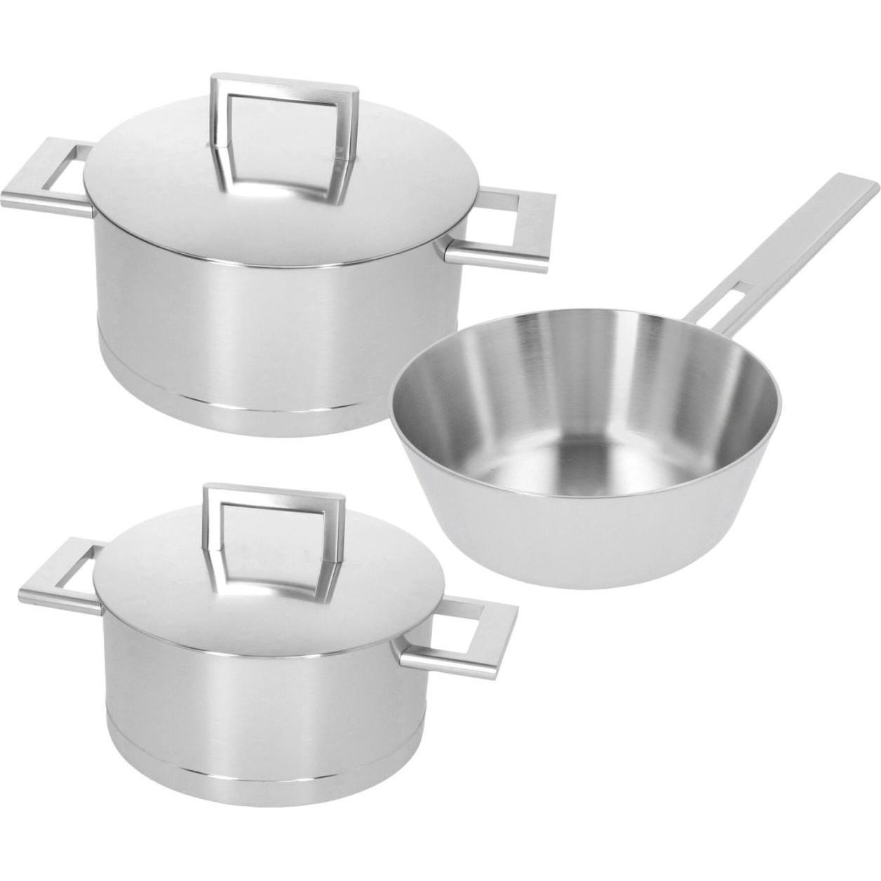 Demeyere Argento John Pawson Pannenset Met Rvs Deksels, 3-Delig, Padella + Pentola,