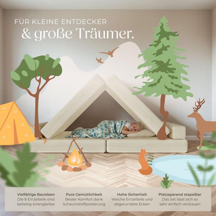 Image du produit tectake Canapé de jeu Lilly, 8 pièces, avec fonction de couchage (Canapé pour enfants)