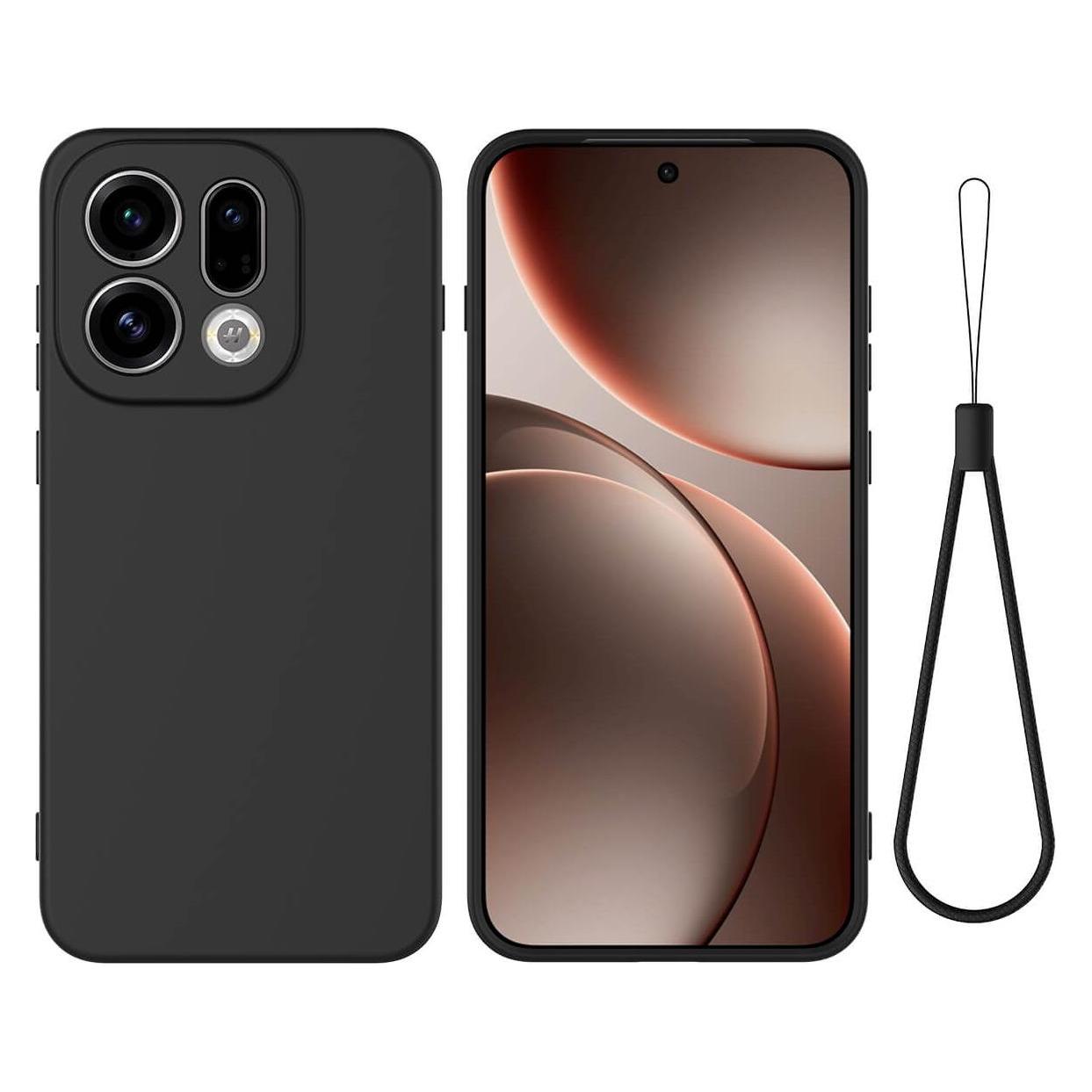 Cover-Discount OPPO Find X9 - Silikon Gummi Hülle mit Riemen (Oppo Find X9), Cover smartphone, Nero