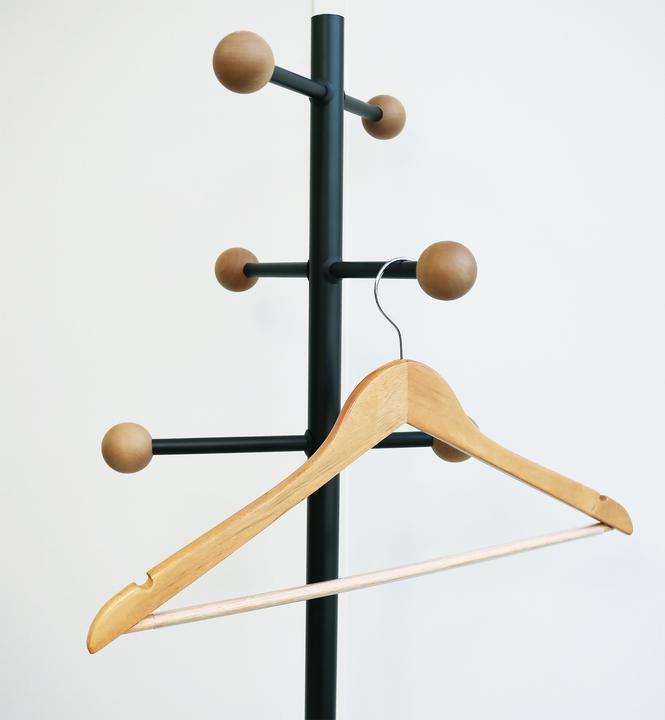 Productafbeelding Unilux Houten kleerhanger, gemaakt van echt hout, kleur: bruin met dwarsstang en 2 haken, haken van (25 x)