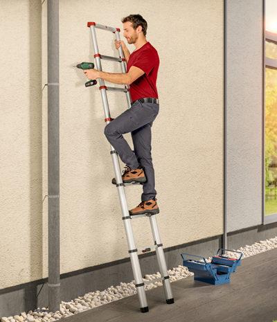 Actual product image Hailo FlexLine, aluminium safety telescopic ladder, 9 rungs (Single ladder, 264 cm)