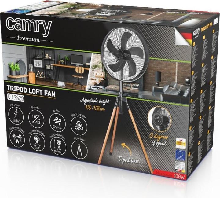 Immagine prodotto Camry Ventilatore domestico CR 7329 Nero, Pino (63 dB)