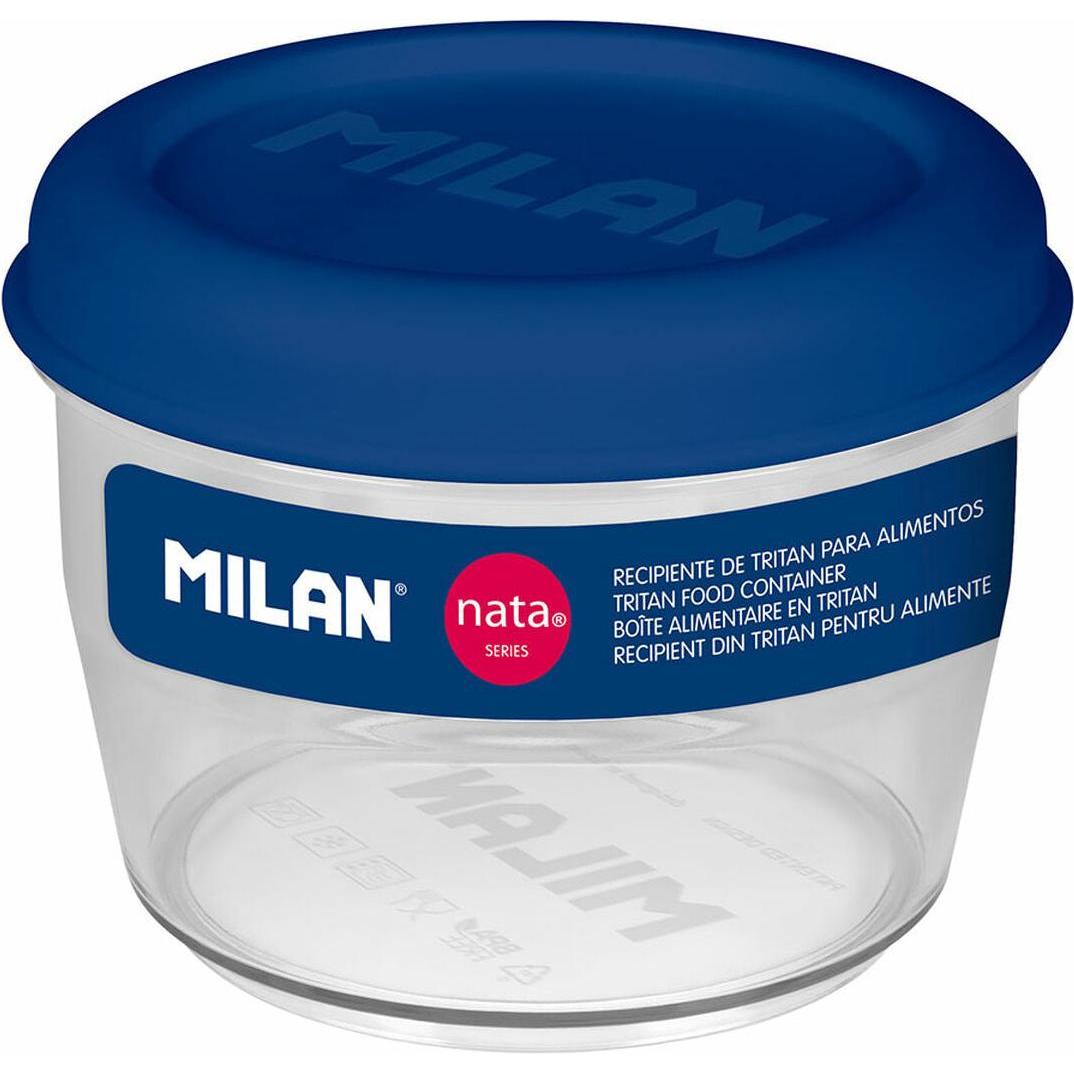 Milan Nata 624 blue 0.5l round air-tight tritan lunch box, Portapranzo, Blu, Trasparente