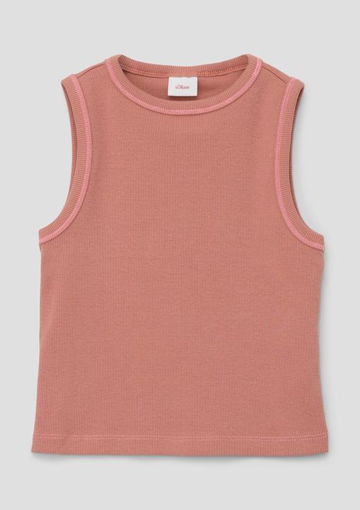 S.Oliver T-Shirt Geripptes Tanktop mit Ziernähten (M)