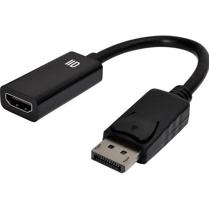 D2 Diffusion Câble adaptateur compatible DisplayPort mâle 1.3 vers HDMI femelle (Type A) 15cm (Noir) (0.15 m), Cavo video, Nero