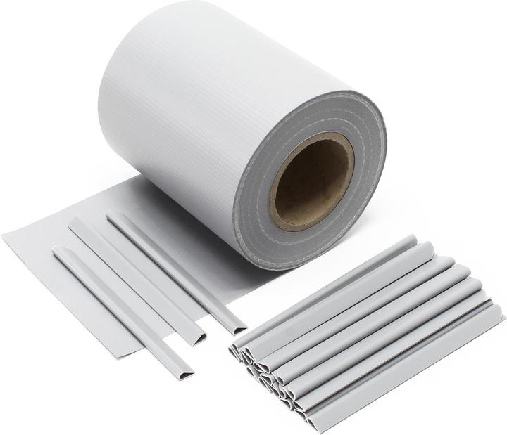 Wiltec Garden Fence Roll, grey, 35mx19cm, PVC 450g/m², 20 Clips Garden Fence Roll (3500 cm)
