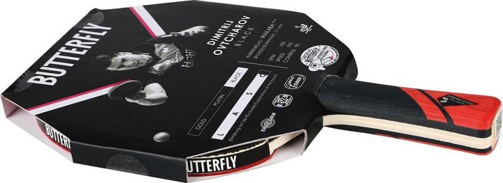 Actual product image Butterfly Dimitrij Ovtcharov Black Tischtennisschläger mit ITTF Belag & Tischtennishülle