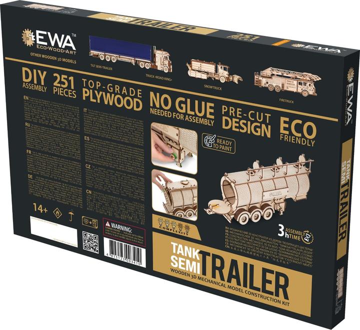 Actual product image Eco Wood Art Mechanical 3D wooden-puzzle -Tank Semi-Trailer for Truck Road King