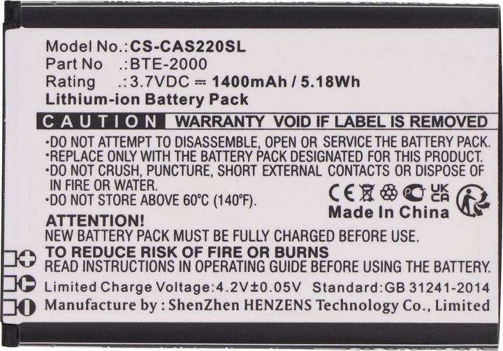 Actual product image CS Cameron Sino Battery suitable for CAT S22, Caterpillar S22, S22 Flip, replaces BTE-2000, 3,7V 1400mAh