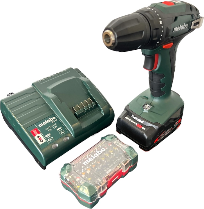 Actual product image Metabo BS 18 cordless drill driver set 18 V 48 Nm ( 602207580 ) + 1x rechargeable battery 2.0 Ah + charger (Rechargeable battery operated)
