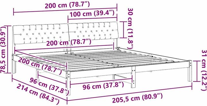 Image du produit vidaXL Plattformbettgestell (200 x 200 cm)