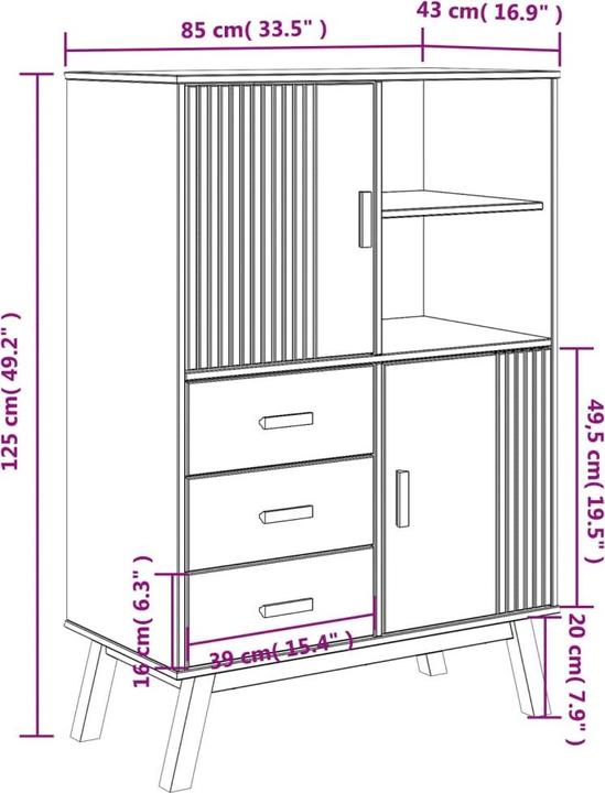 Actual product image vidaXL Olden (85 x 43 x 125 cm)