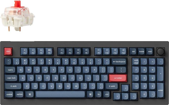 Immagine prodotto Keychron Tastiera meccanica wireless V5 Max QMK/VIA RGB con manopola rossa (nero) (US, Cablato, Senza fili)
