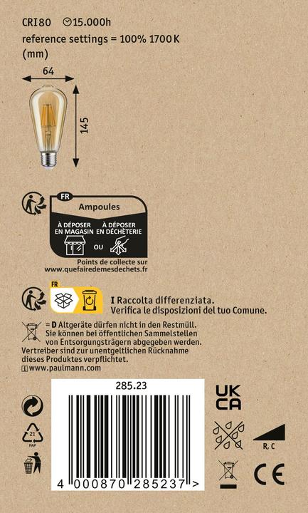 Productafbeelding Paulmann 1879 Gloeidraadzuiger ST64 (E27, 6 W, 500 lm, 1 x)