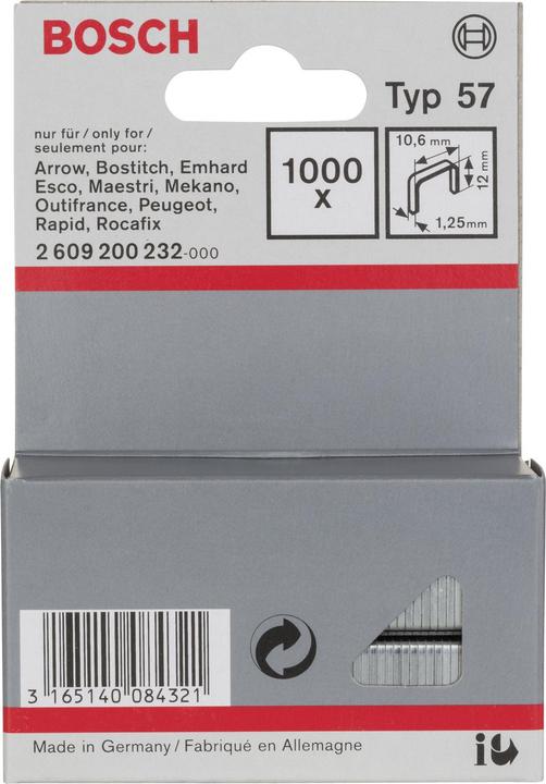 Produktbild Bosch Professional Zubehör Flachdrahtklammer Typ 57, 10,6 x 1,25 x 12 mm