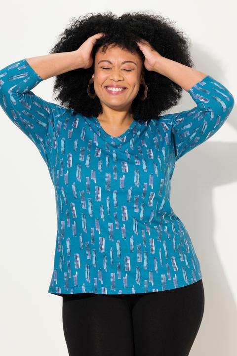 Produktbild Ulla Popken Longshirt, A-Linie, V-Ausschnitt, 3/4-Arm (56)