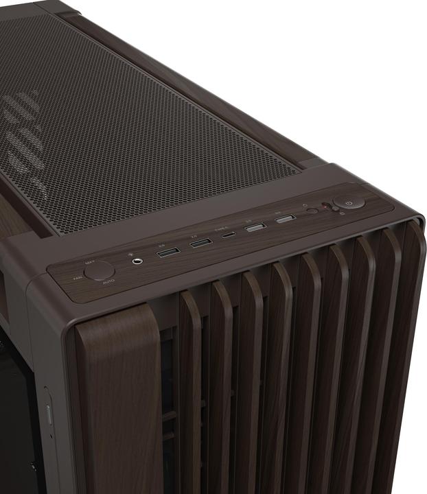 Actual product image ASUS case PROART PA602 WALNUT WOOD RETRO TG, Mid Tower, průhledná bočnice, hnědá (ATX, DTX, mATX, Mini-DTX, Mini-ITX)