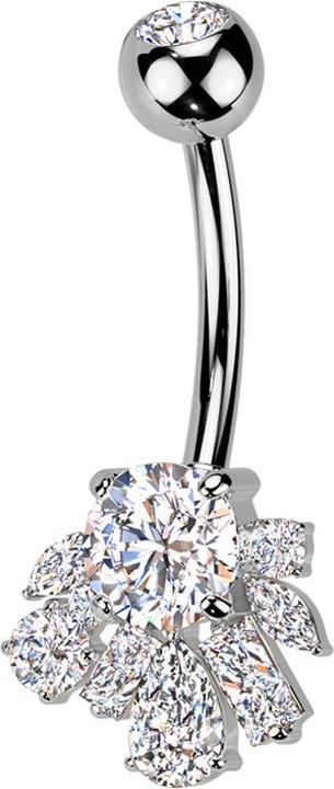 Actual product image Star Piercing Banane silber mit Kugel Kristall silber und verschiedene Formen Kristalle silber (Brass, Titanium)