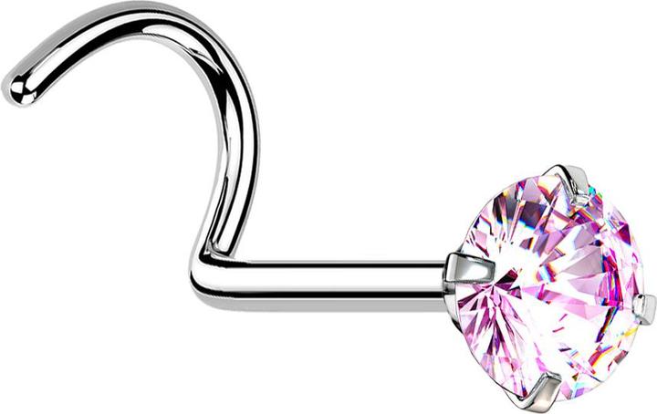 Immagine prodotto Star Piercing Borchia da naso curva in argento con cristallo rosa incastonato (senza ottone, Acciaio chirurgico 316L)
