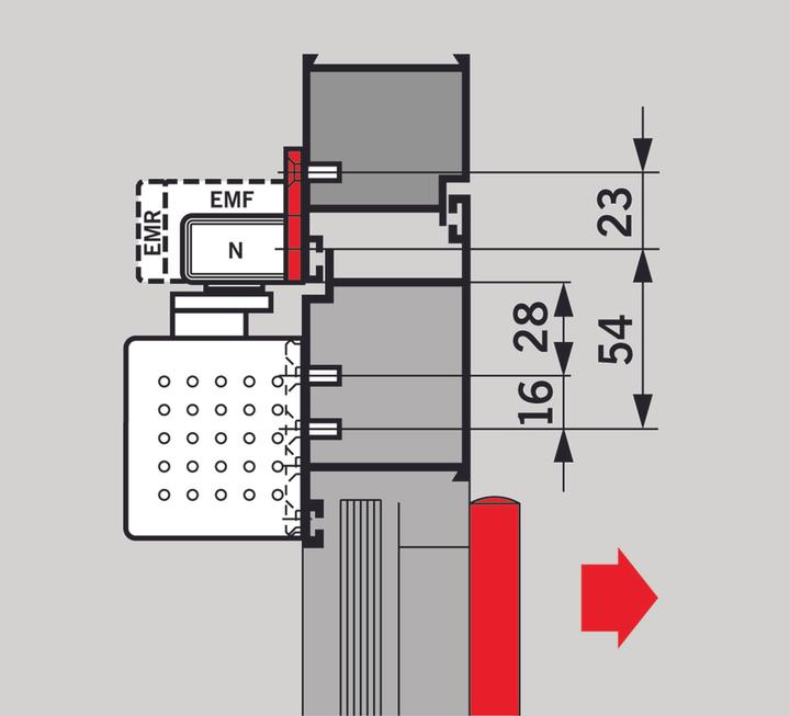 Actual product image Dormakaba Mounting plate for slide rails G-EMR (Entrance door, French window, Room door, Wooden door)