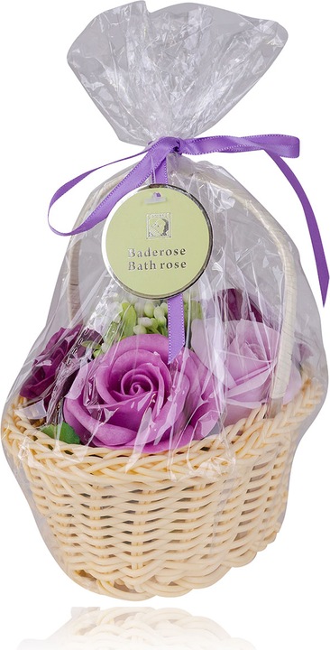 Actual product image Accentra Bath roses in handle basket, 5 x 5g, 4 assorted colour combinations, pack of 12