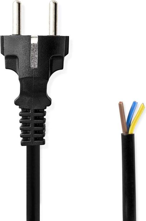 Actual product image Nedis Power cable | safety plug | open | straight | straight | nickel-plated | 3.00 m | round | PVC (3 m)