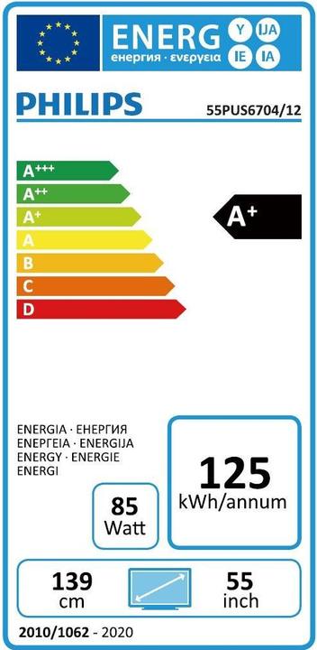 Energie-Label Philips 55PUS6704 (55", LCD, 4K, 2019)
