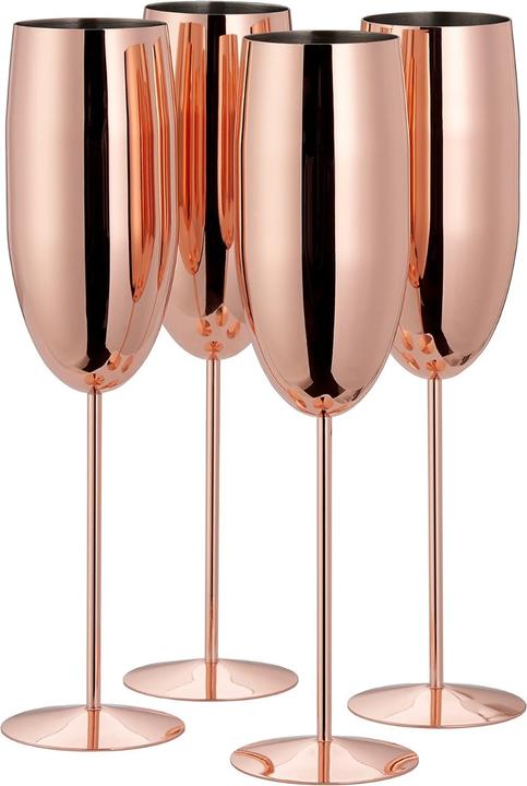 Actual product image Oak & Steel Stainless steel champagne glasses rose gold set of 4 (28.50 cl, 4 Glasses, Champagne glasses)