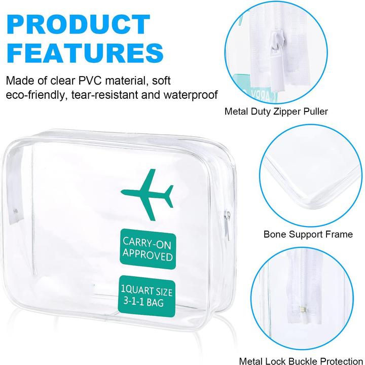 Produktbild Only-Bags.Store 2 Stück Kulturtasche Transparent, Flugzeug PVC Kosmetiktasche Wasserdicht (0.10 l)