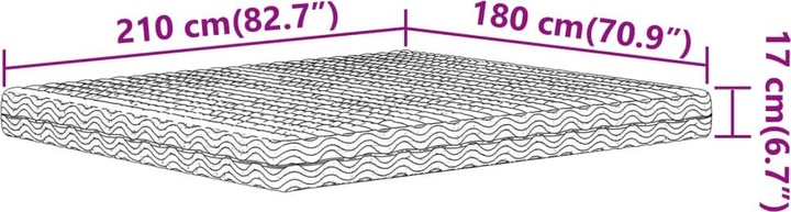 Produktbild VidaXL Schaumstoffmatratze 180 x 210 cm Härtegrad H2 H3 (180 x 210 cm, Schaumstoffkern)