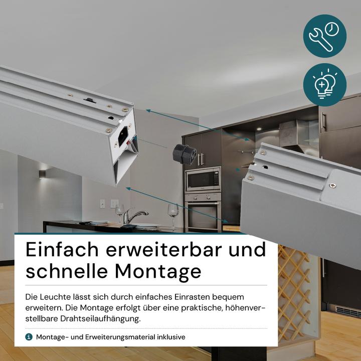 Produktbild Luxula LED Tresenleuchte, 120 cm, grau (4000 lm)