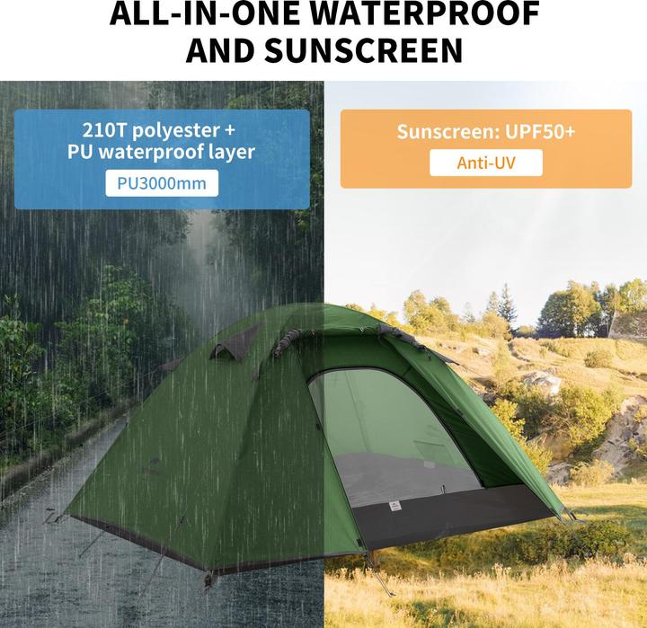 Actual product image Naturehike Namiot P-Series 4 UV NH18Z044-P-Forest Green (3 kg, 4 persons)