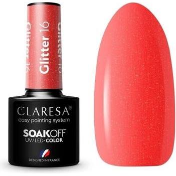 Claresa, Nagellack, Glitter UV Nagellack 5ml - Packung mit 16 Stück (Rot, UV-Gel Lack)