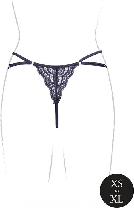 Actual product image Le Désir Faye - Lace Thong with Adjustable Sliders and Golden Details - One Size (One size)