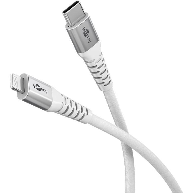 Goobay Lightning USB-C Supersoftes Textilkabel mit Metallsteckern, 0,5 m (0.50 m, USB 2.0), USB Kabel