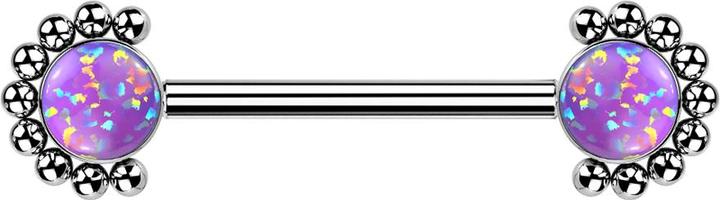 Actual product image Star Piercing Threadless Barbell silver front ball half flower opal violet (Titanium, without brass)