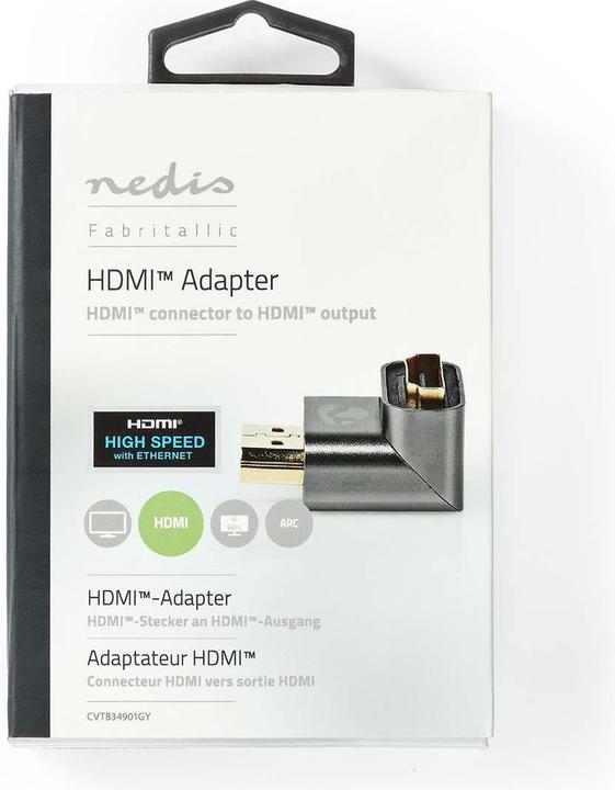 Produktbild Nedis HDMIT Adapter HDMIT Connector / HDMIT Male HDMIT Female / HDMIT Output Gold Plated Angled 90° (HDMI)