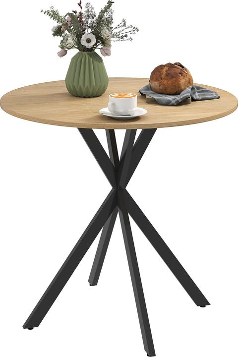 Produktbild Homcom Esstisch Spanplatte, Stahl Eiche (80 x 75 cm)