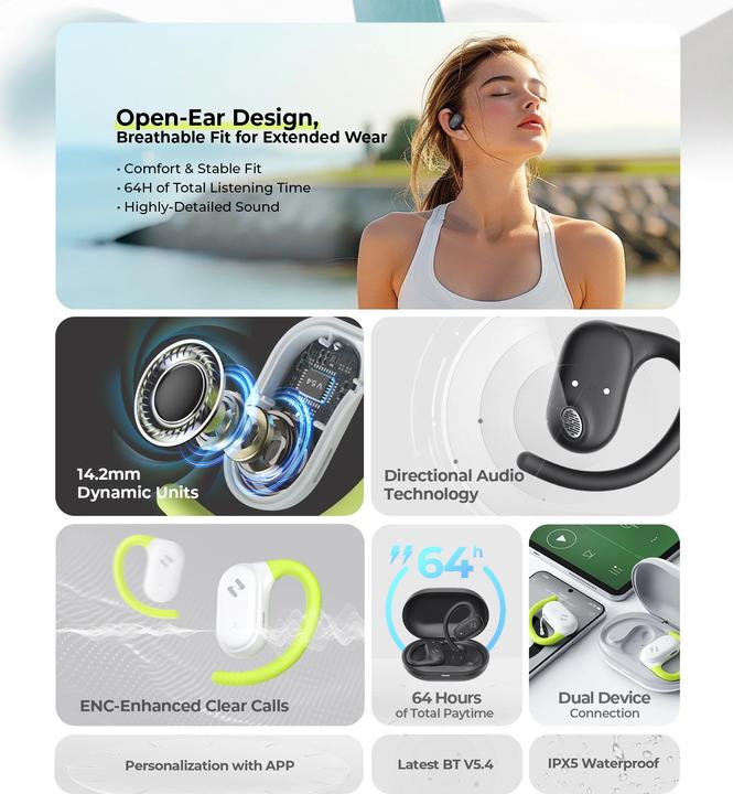 Actual product image Havit OWS915 (black) (8.50 h, Wireless)