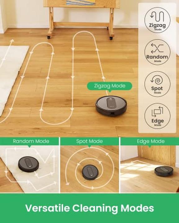 Actual product image Vactidy Aspirapolvere robot con 2800 Pa, 120 min autonomia, comando vocale, per peli animali e tappeti (Robot vacuum)