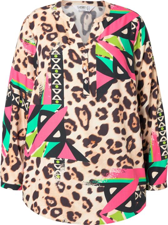 Produktbild Angel of Style Bluse, Straight Fit, Leo mit farbigen Details, Langarm (52)